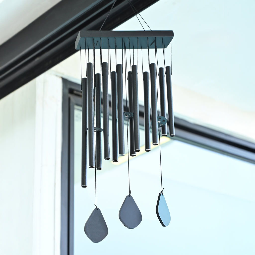 HindCraft Black Metal Wind Chime for Home, Balcony & Garden Décor