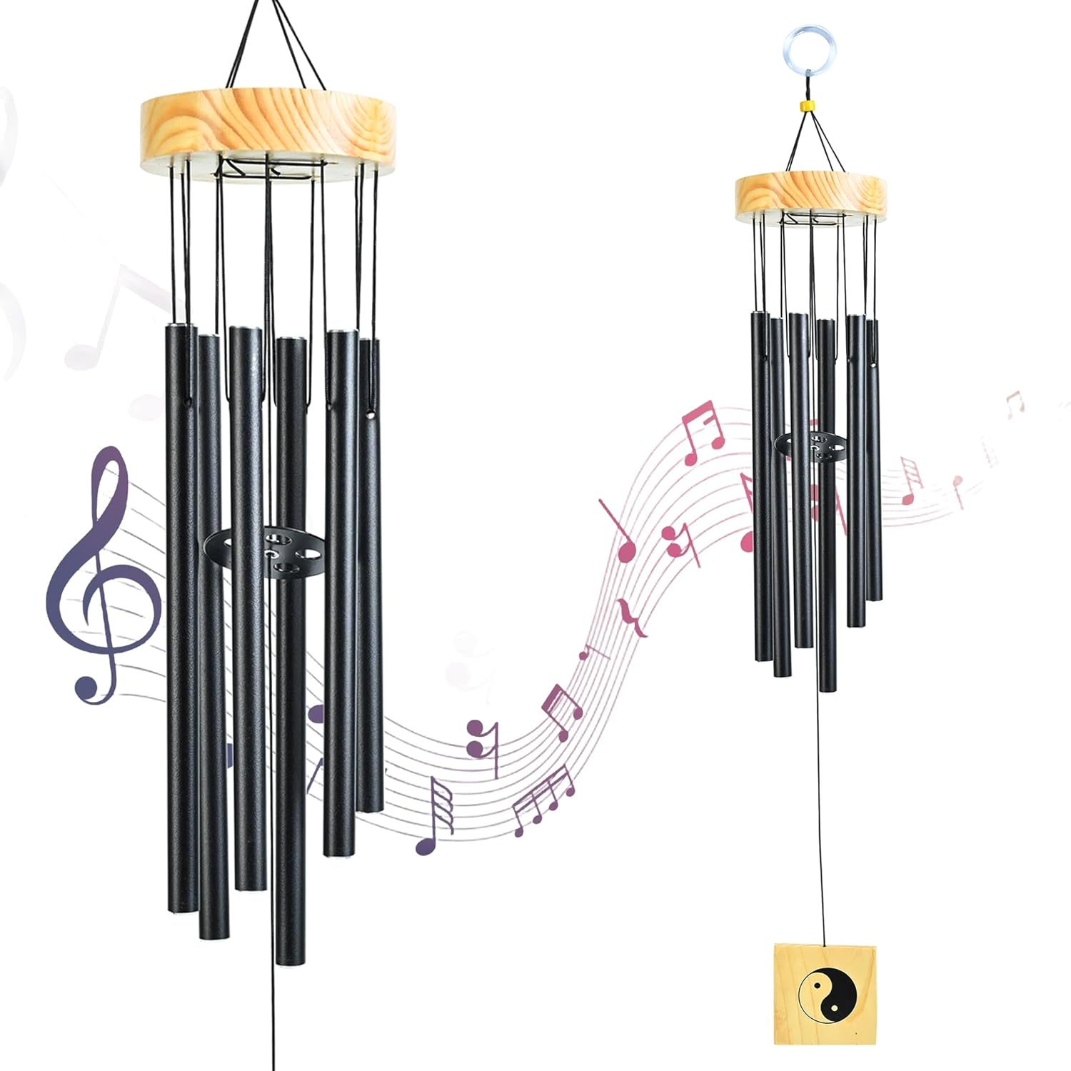 HindCraft Black Metal Wind Chime for Balcony & Garden Decor