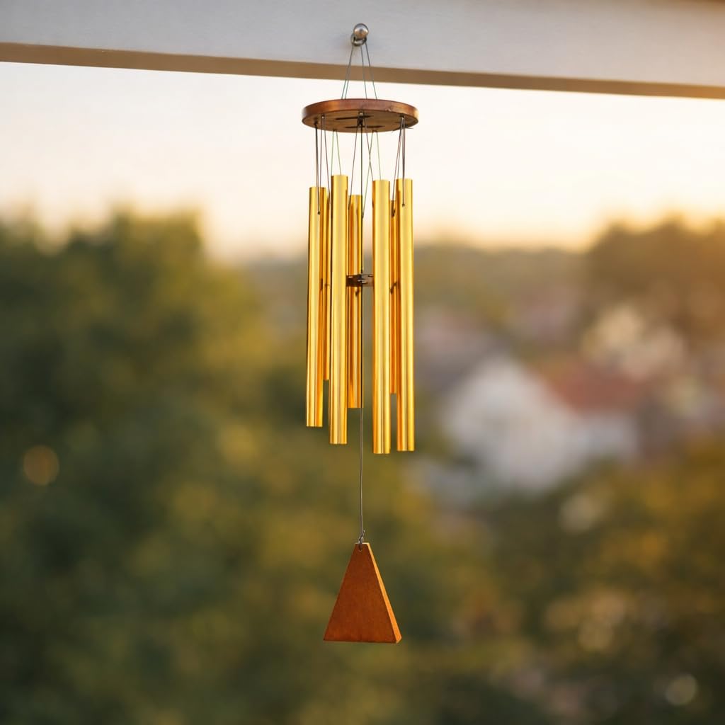 HindCraft Decorative Gold Wind Chime for Home, Balcony & Garden