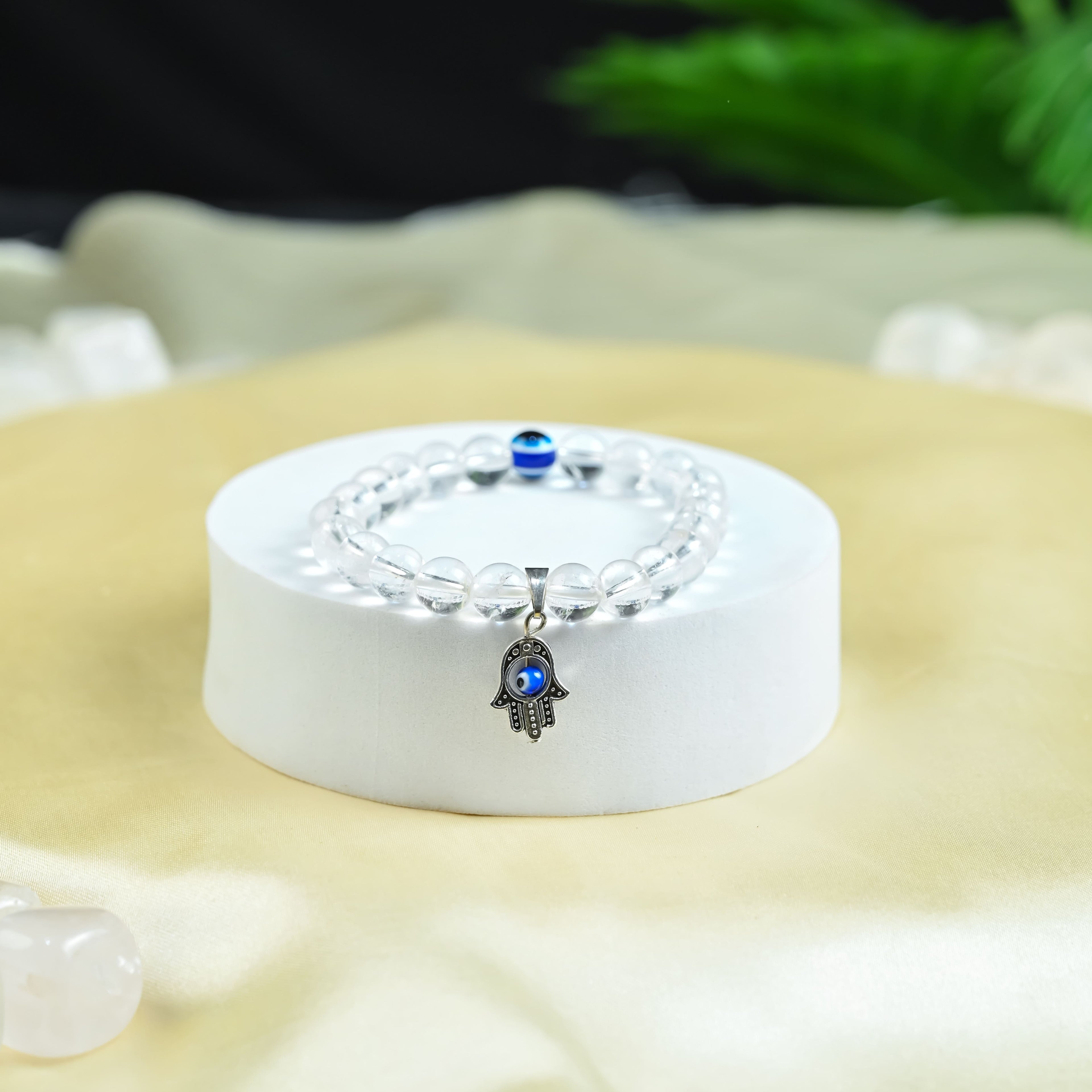 HindCraft Black Tourmaline Evil Eye Bracelet with Hamsa Protection (Copy)