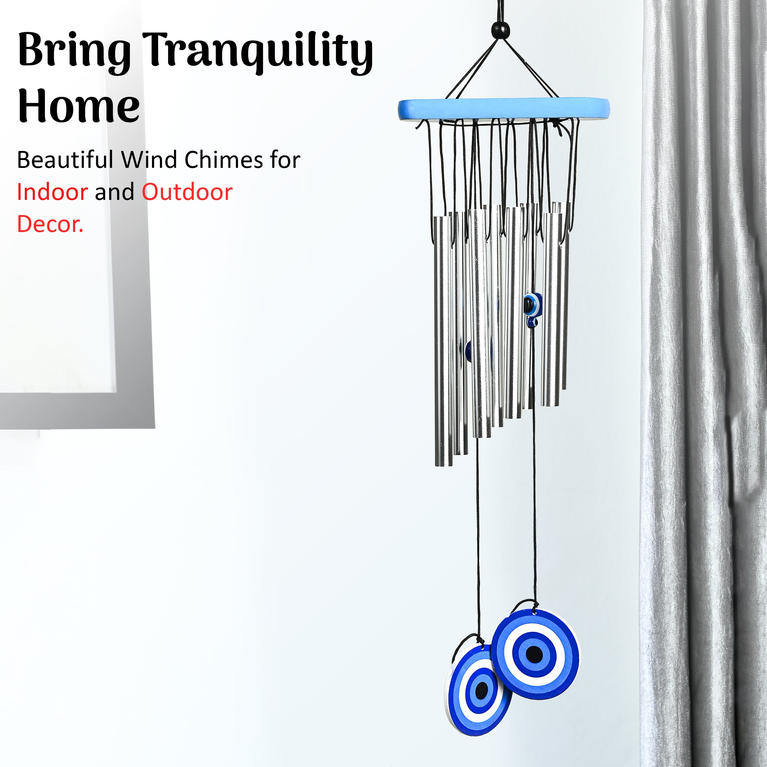 HindCraft Blue Evil Eye Wind Chime for Home, Balcony & Garden Decor