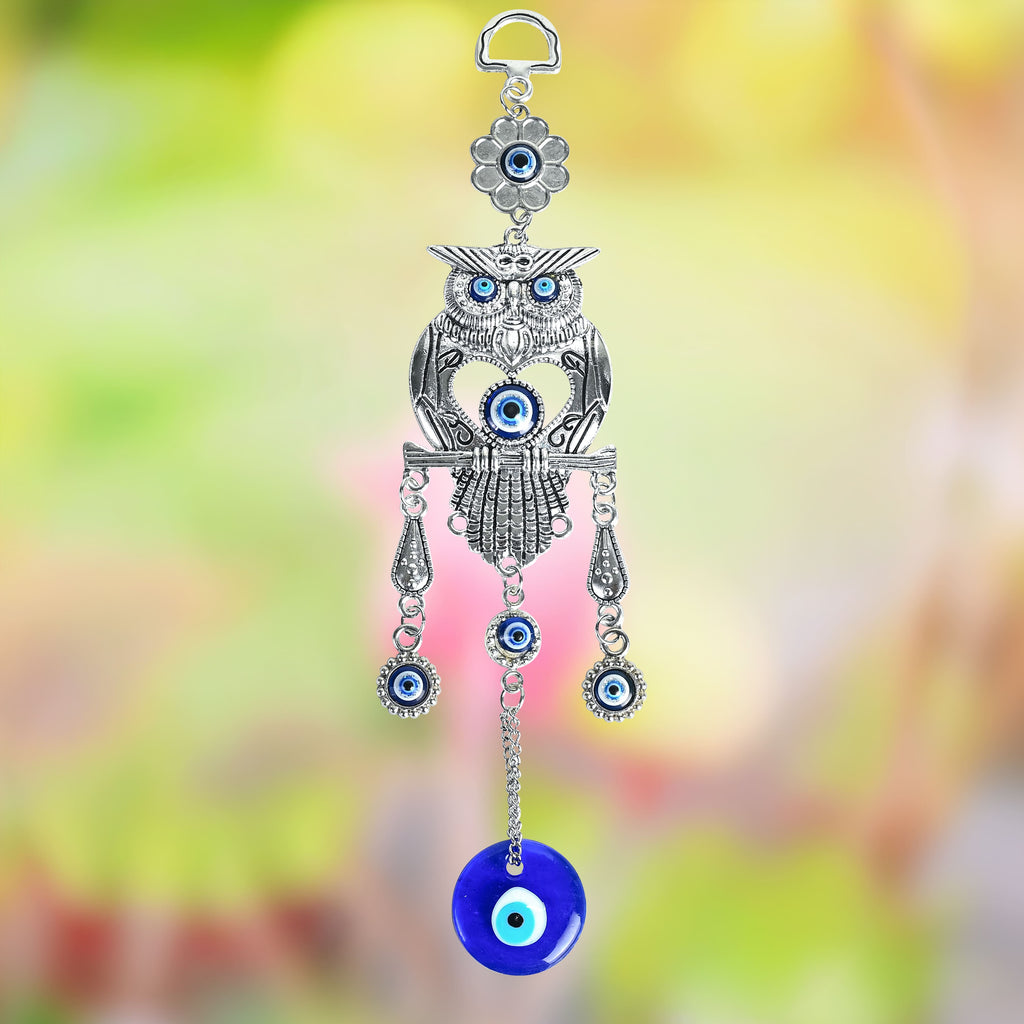 HindCraft Owl Evil Eye Hanging for Home Entrance Wall Decor & Protection