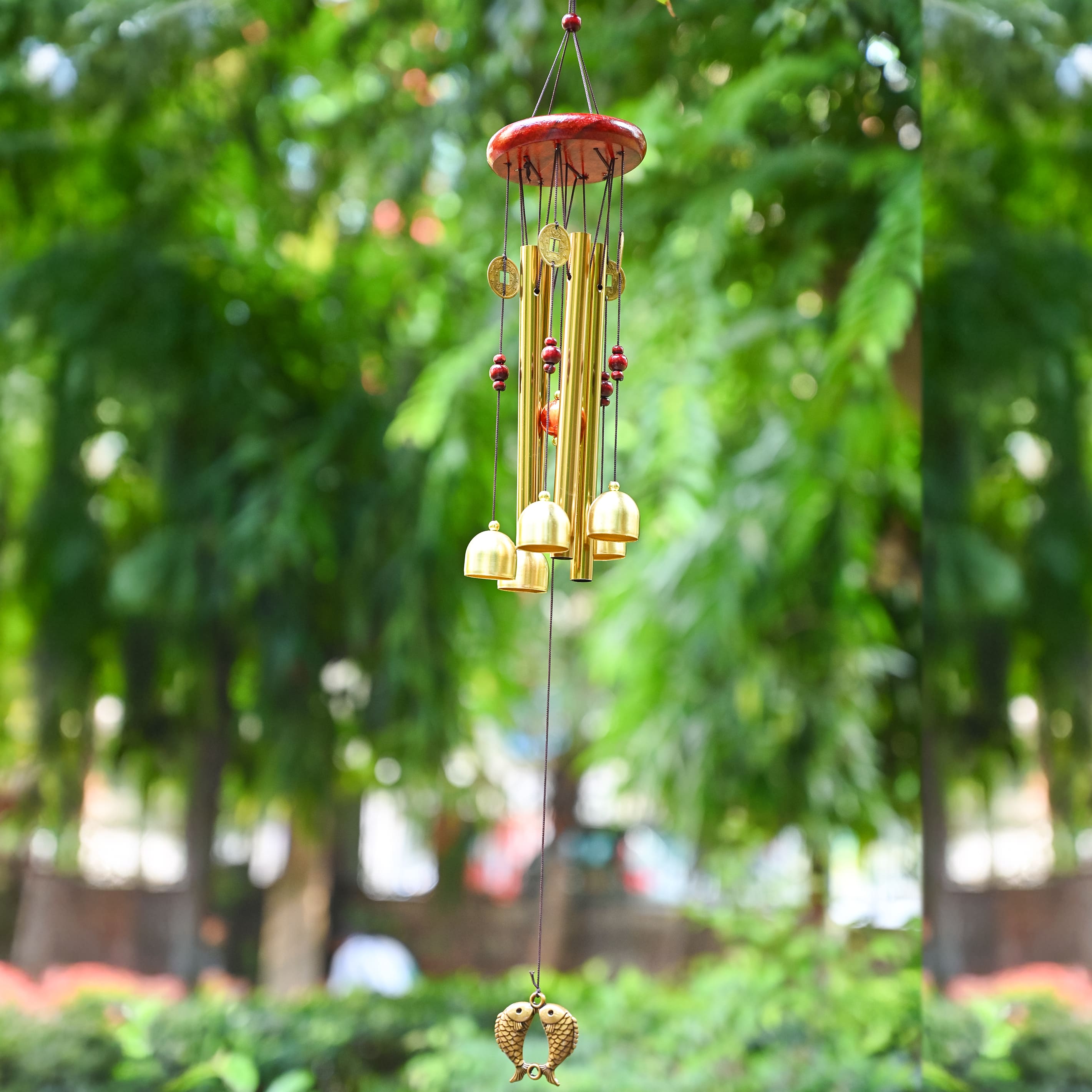 HindCraft Feng Shui Wind Chime with Bells & Coins for Home Entrance