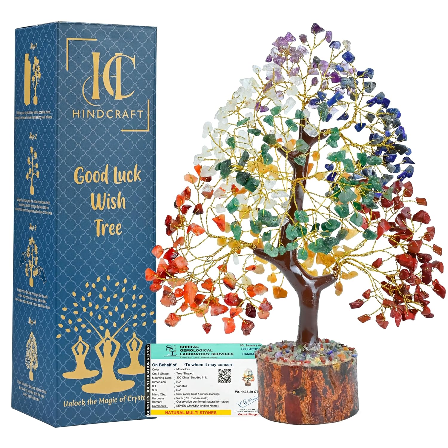HindCraft 7 Chakra Crystal Tree of Life for Positive Energy & Home Décor