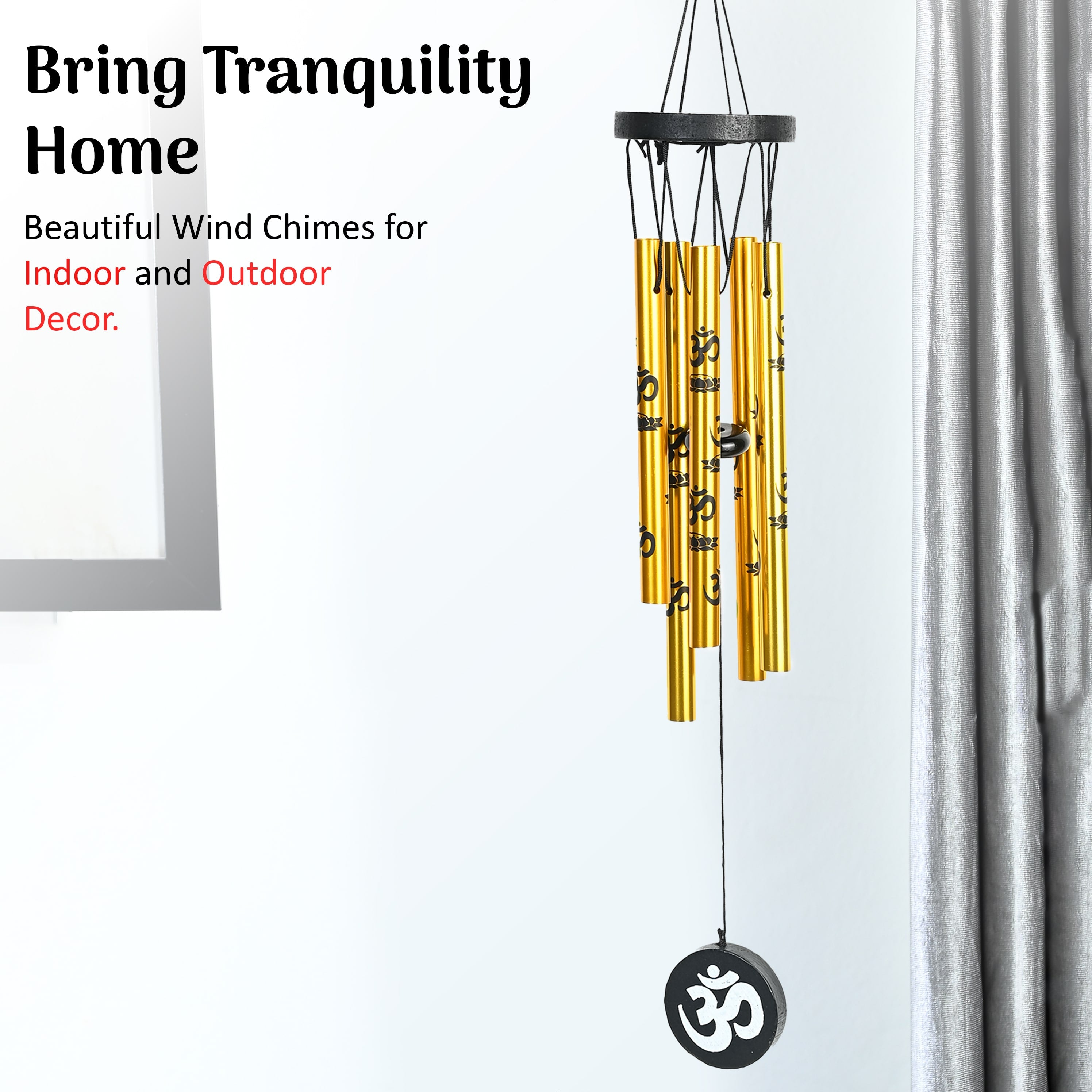 HindCraft Gold Om Wind Chime for Home & Garden