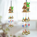 HindCraft Wooden House Wind Chime with 9 Brass Bells for Home Decor