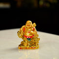 HindCraft Golden Laughing Buddha with Cash & Coins Showpiece for Home and Office Décor