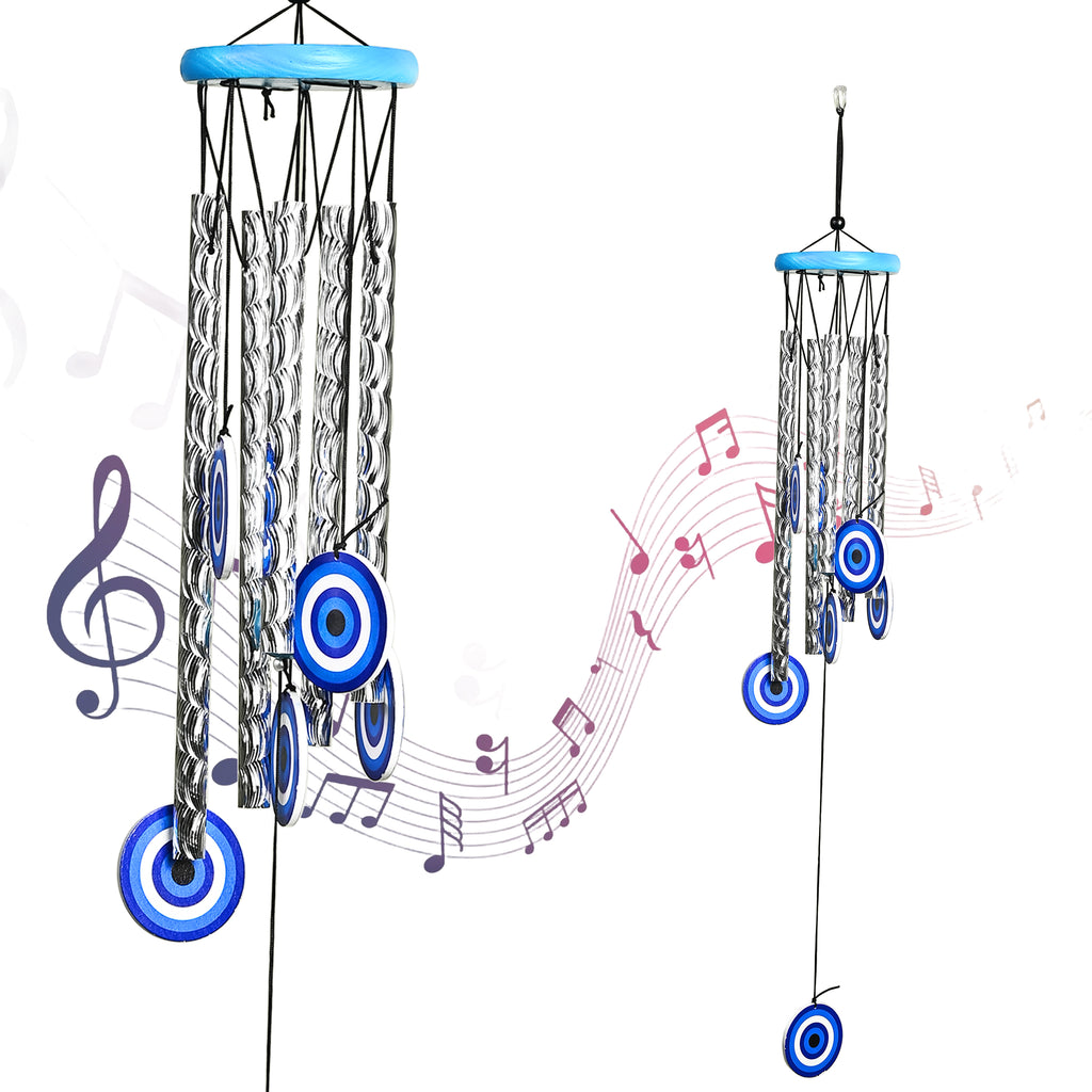 HindCraft Silver Evil Eye Wind Chime for Home & Garden