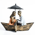 HindCraft Romantic Couple Boat Showpiece with Umbrella for Home, Living Room, Bedroom & Table Décor