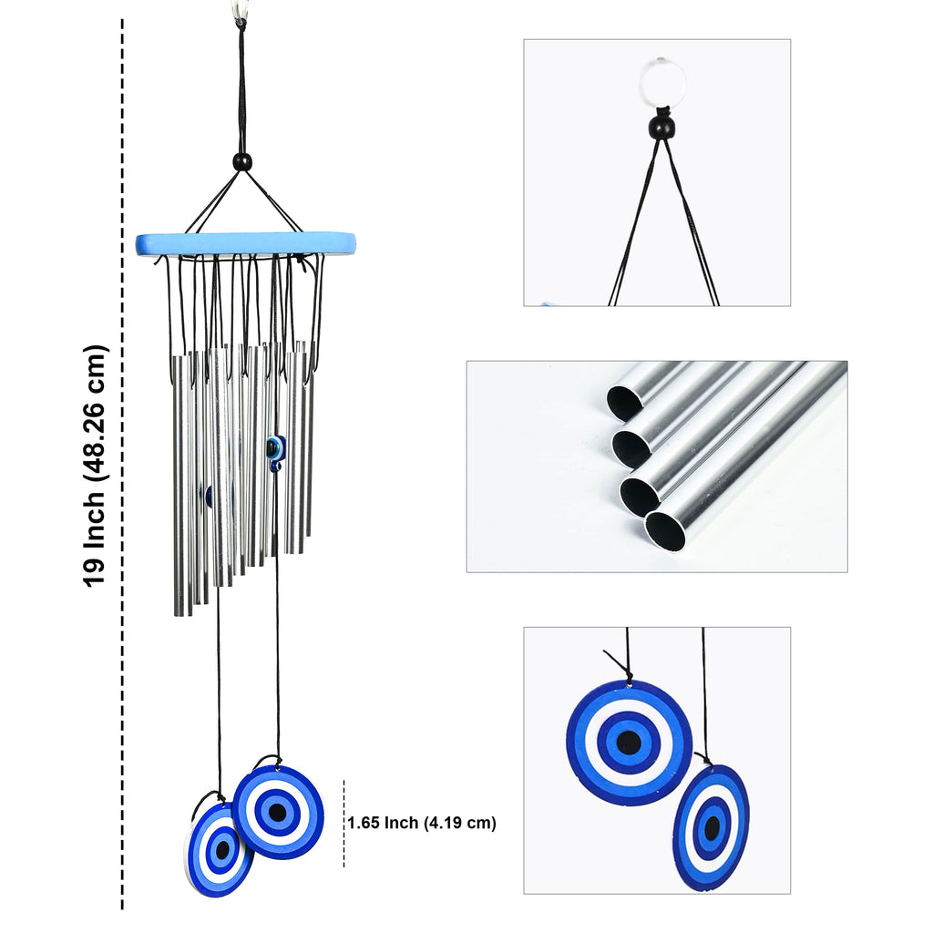 HindCraft Blue Evil Eye Wind Chime for Home, Balcony & Garden Decor