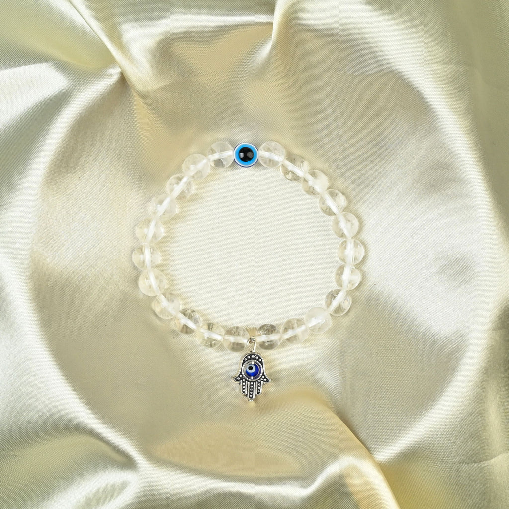 HindCraft Black Tourmaline Evil Eye Bracelet with Hamsa Protection (Copy)