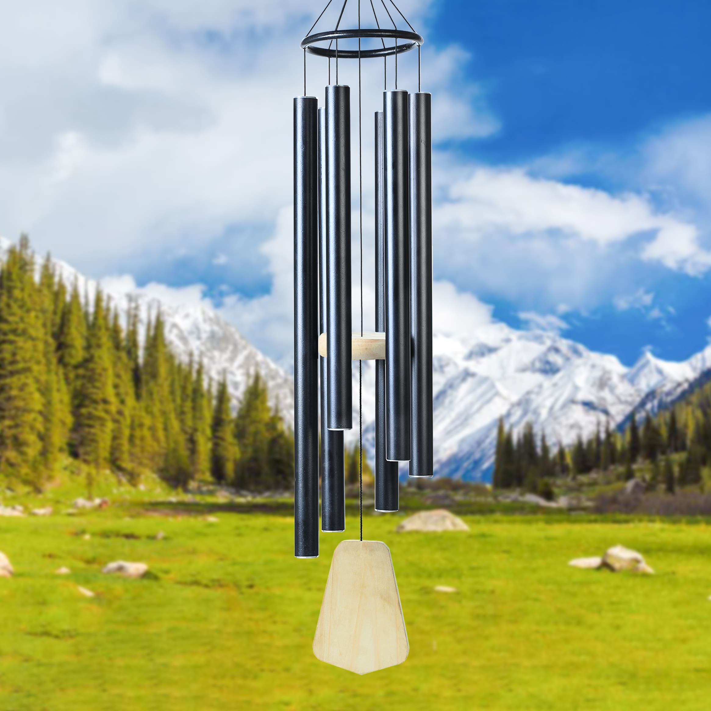 HindCraft Large Hanging Black Wind Chime for Home, Garden, Balcony & Patio Décor