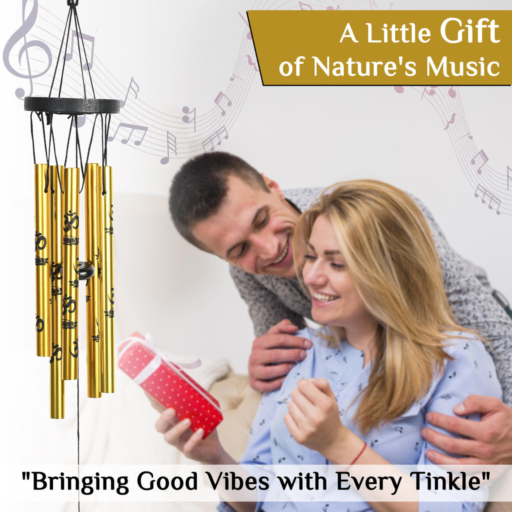 HindCraft Gold Om Wind Chime for Home & Garden