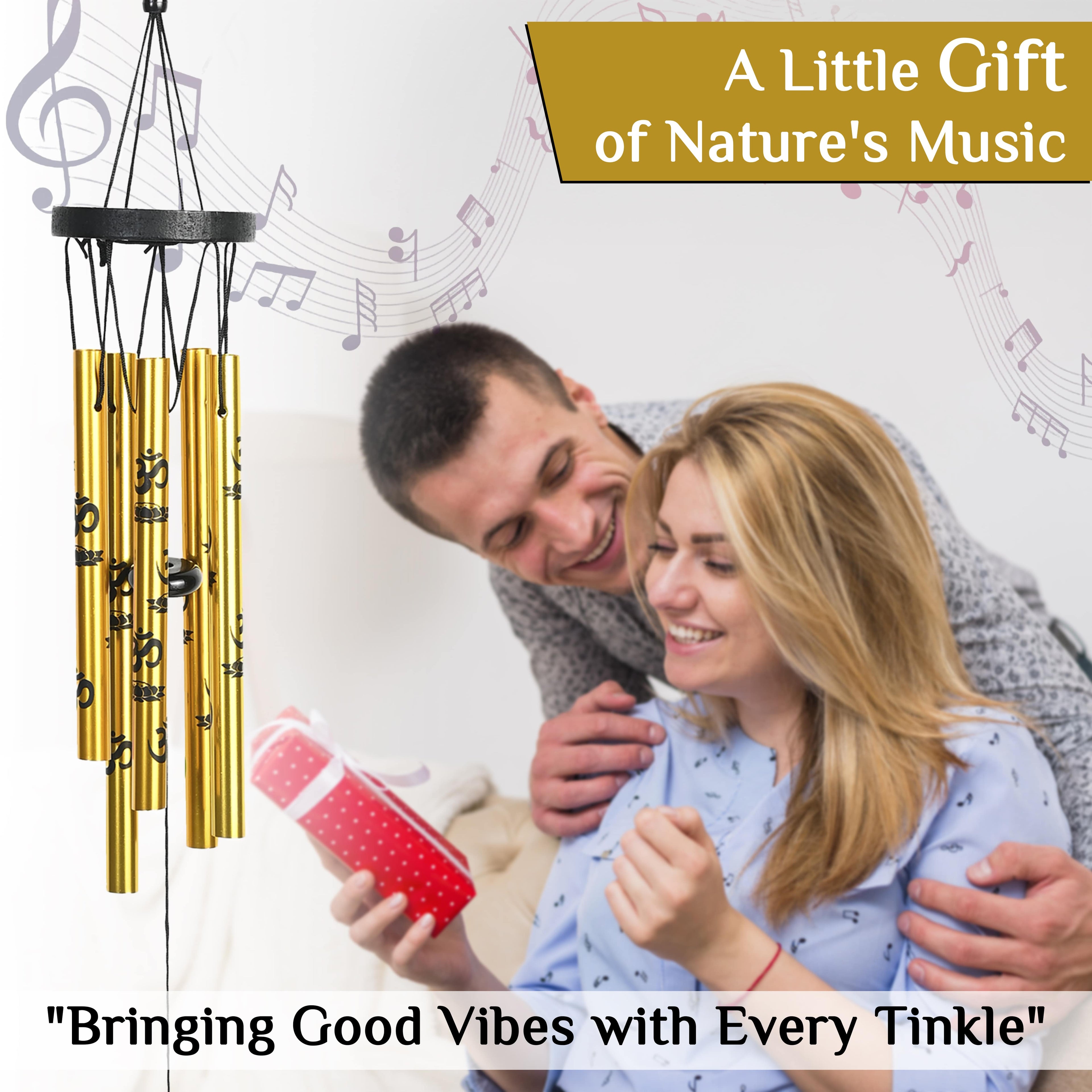 HindCraft Gold Om Wind Chime for Home & Garden