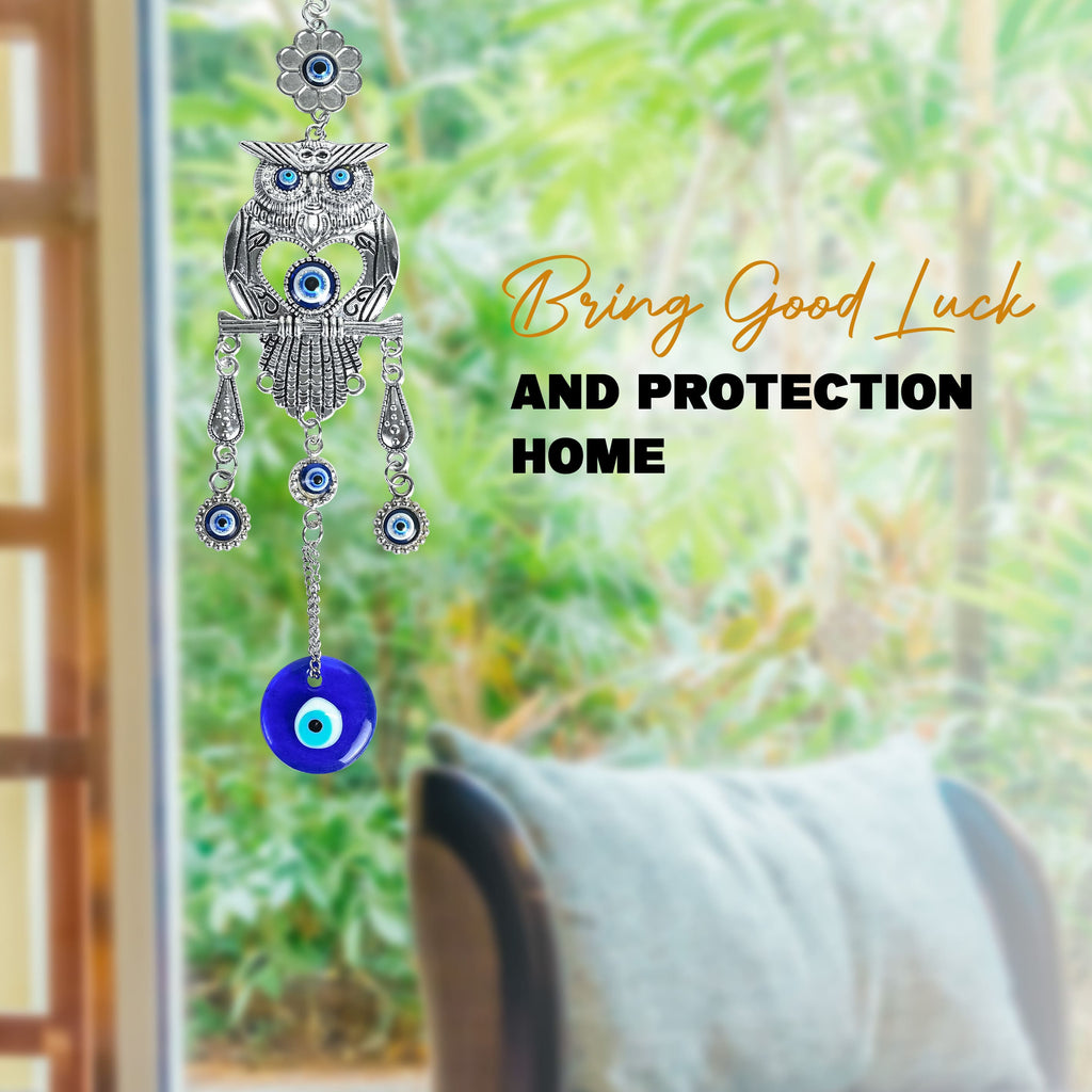 HindCraft Owl Evil Eye Hanging for Home Entrance Wall Decor & Protection