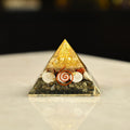 HindCraft Pyrite Money Magnet Orgonite Pyramid with Shree Yantra, Pyrite Chips, Gomti Chakra, Rudraksha and Copper Coil for Vastu Home Décor