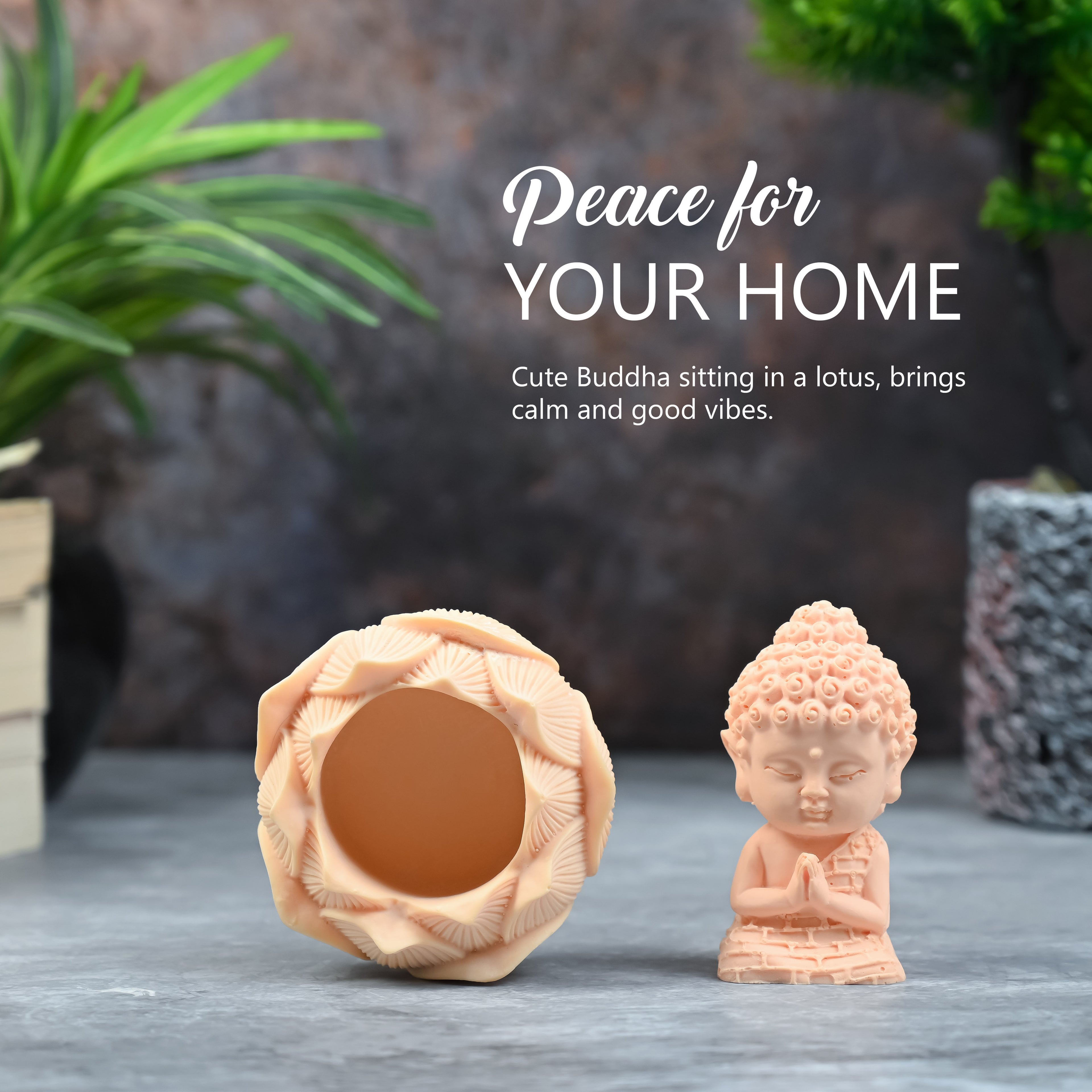 HindCraft Mini Buddha with Lotus Base Showpiece for Home, Office, Meditation & Prayer Room Décor