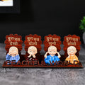 HindCraft Peaceful World Four Monk Showpiece with Hindi Quotes for Home Décor