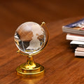 HindCraft Feng Shui Crystal Globe with Golden Stand for Home & Office Décor