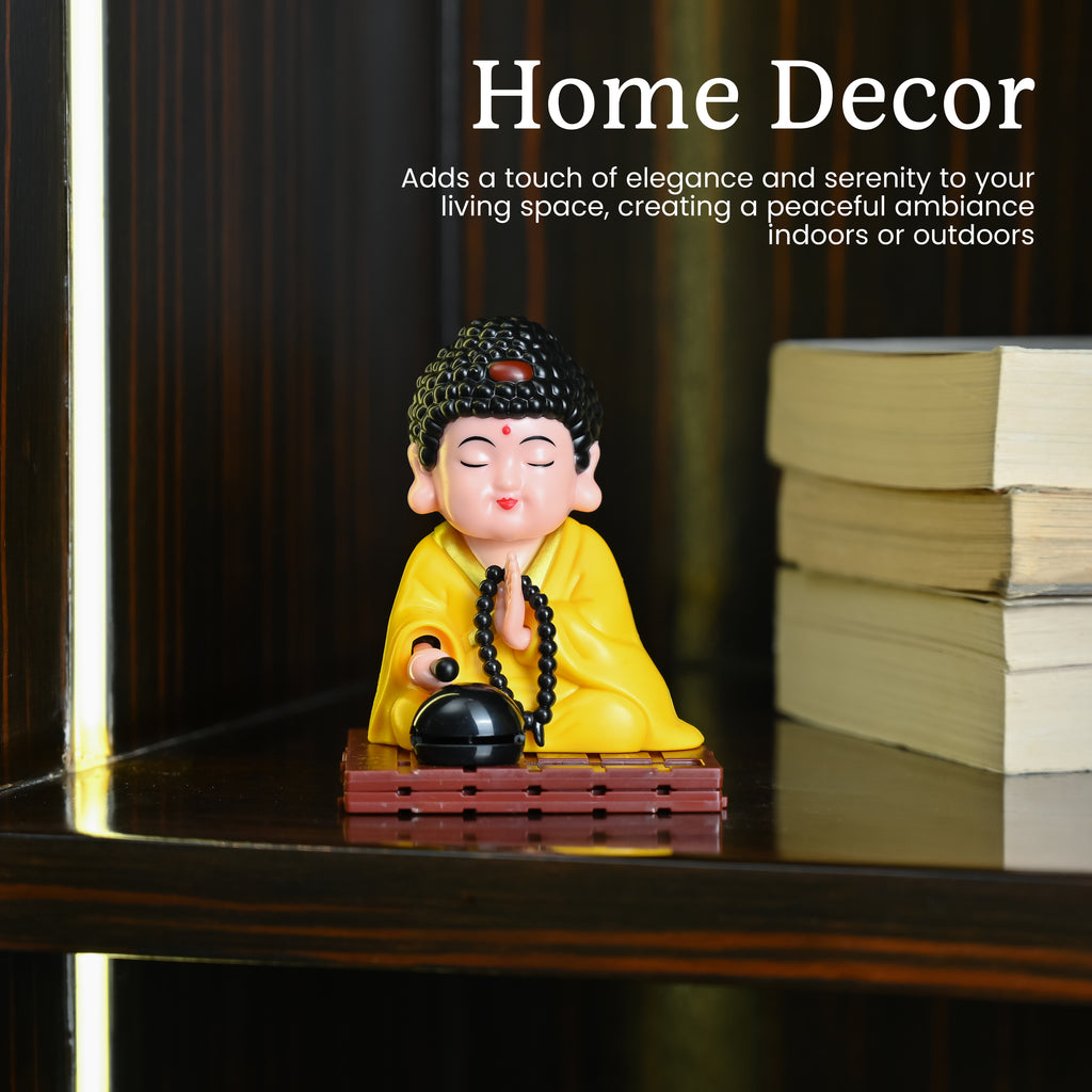 HindCraft Meditating Buddha Monk Showpiece with Prayer Beads for Home & Office Décor