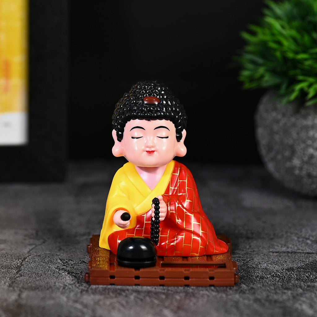 HindCraft Meditating Buddha Monk Showpiece with Prayer Beads for Home & Office Décor