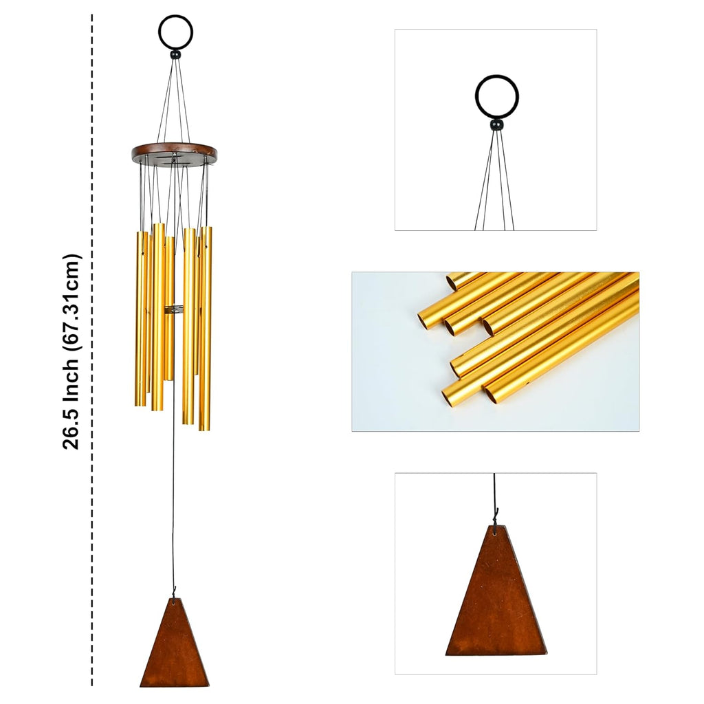 HindCraft Decorative Gold Wind Chime for Home, Balcony & Garden