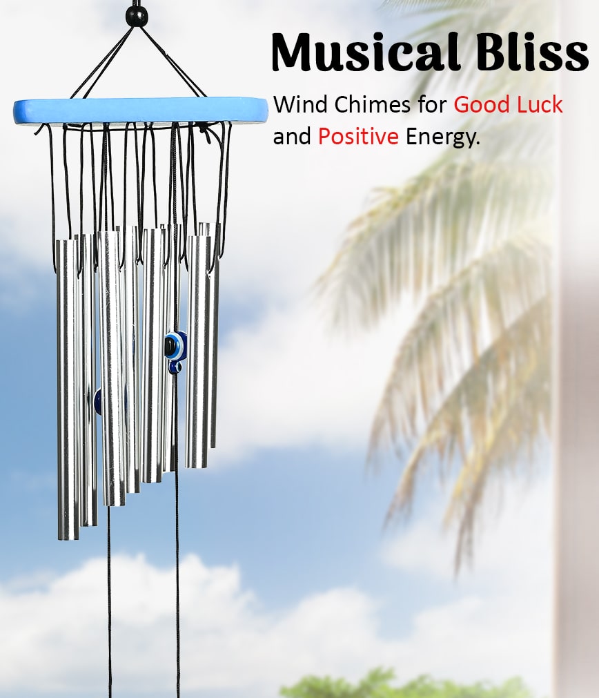 HindCraft Blue Evil Eye Wind Chime for Home, Balcony & Garden Decor