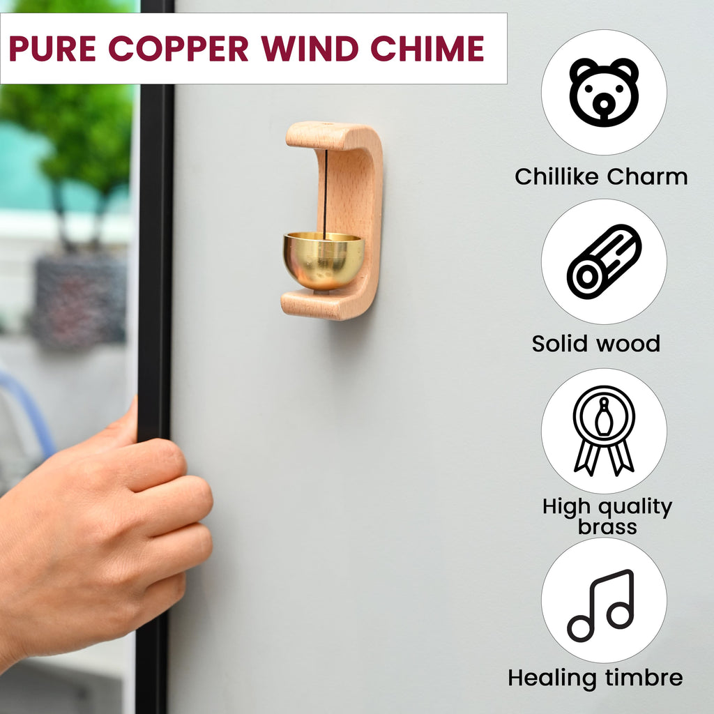 HindCraft Wooden Door Bell with Brass Hanging Bell – Wooden Door Chime for Home Entrance