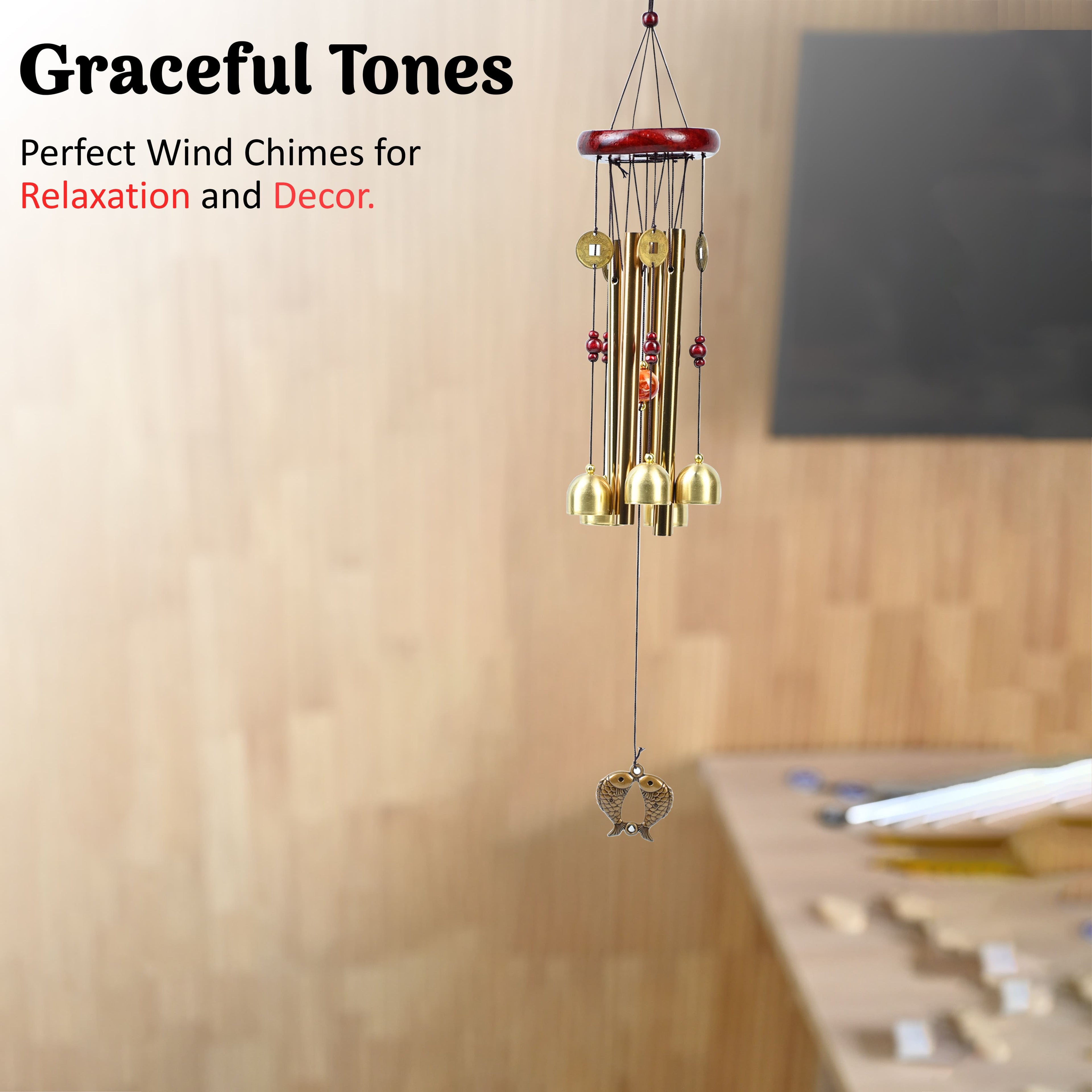 HindCraft Feng Shui Wind Chime with Bells & Coins for Home Entrance
