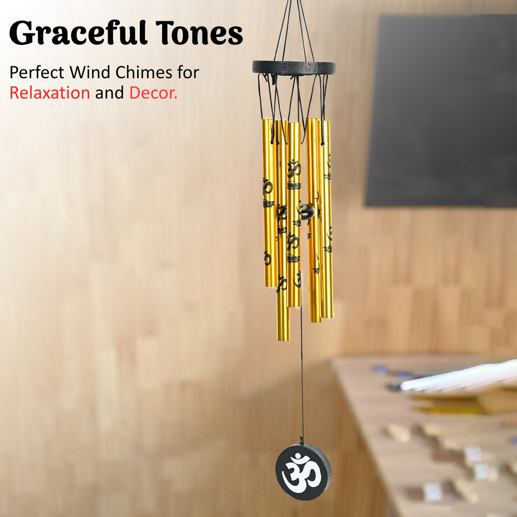 HindCraft Gold Om Wind Chime for Home & Garden