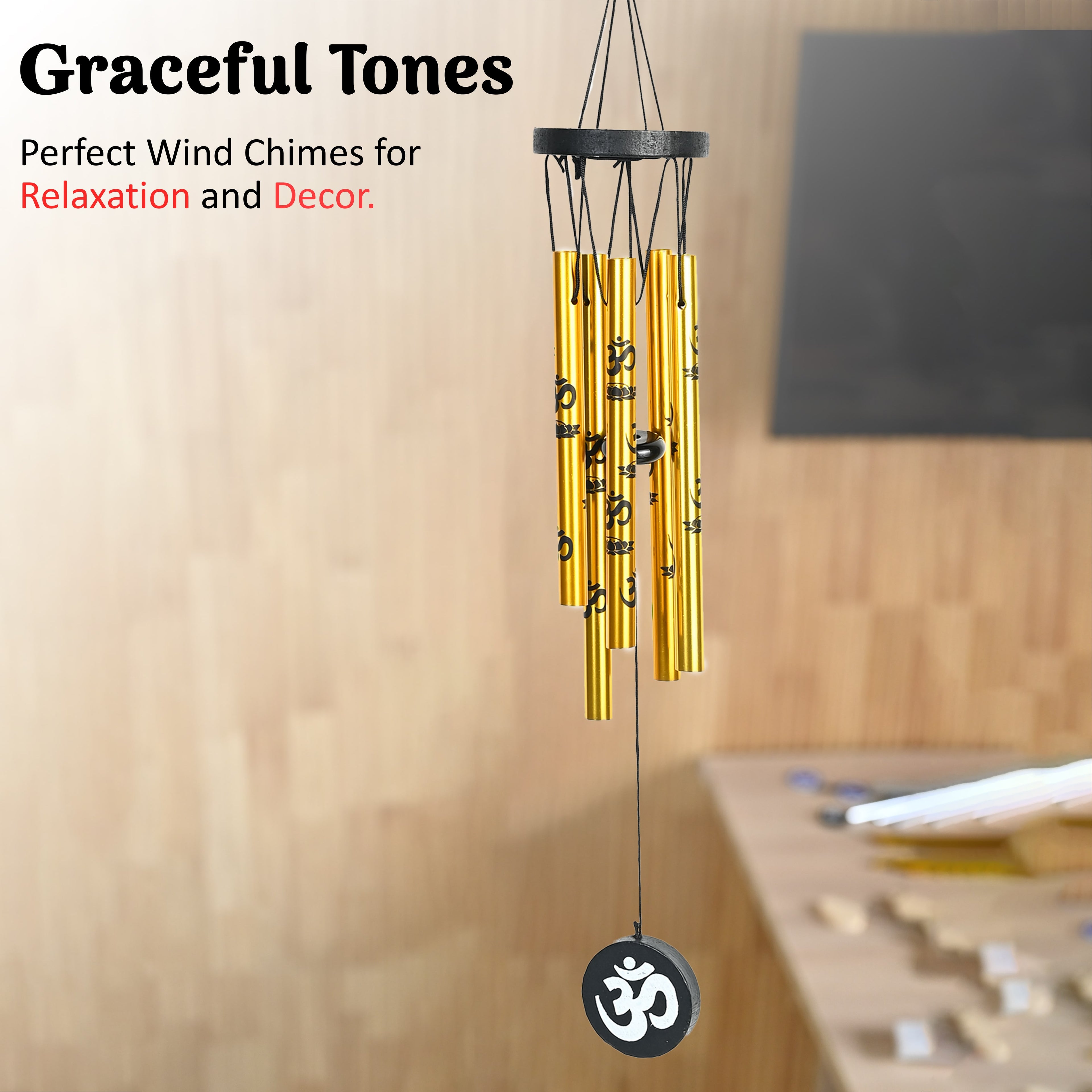 HindCraft Gold Om Wind Chime for Home & Garden