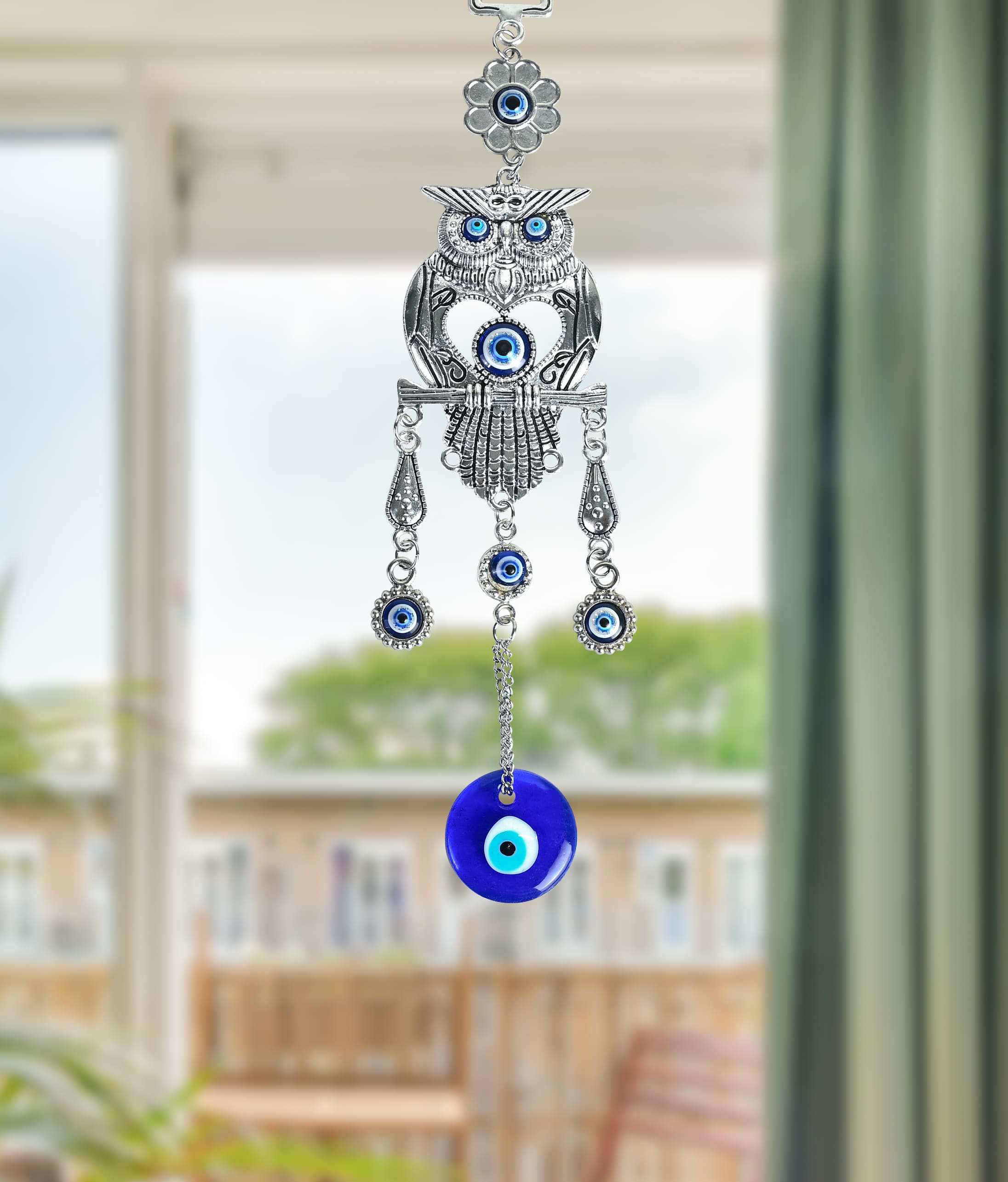 HindCraft Owl Evil Eye Hanging for Home Entrance Wall Decor & Protection