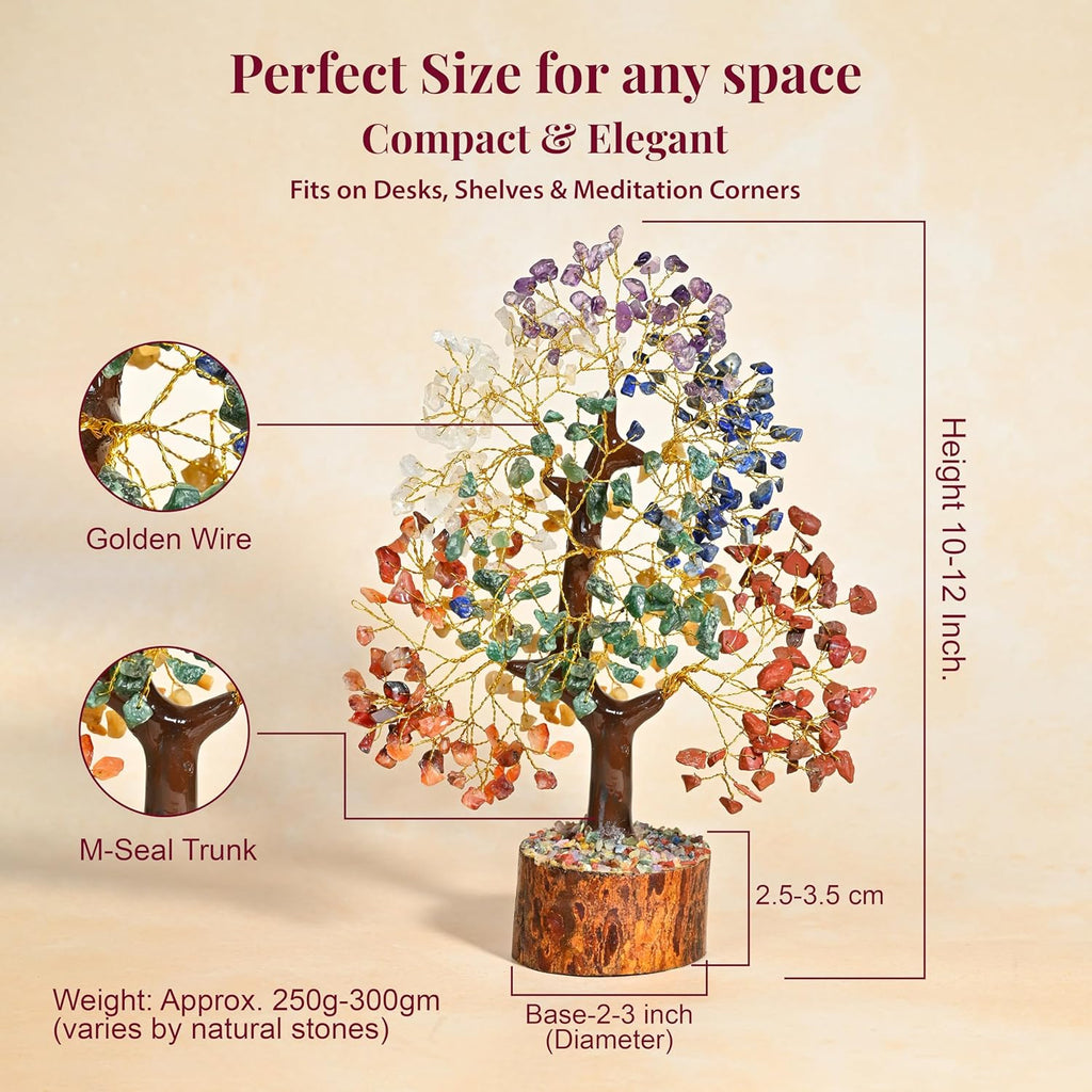 HindCraft 7 Chakra Crystal Tree of Life for Positive Energy & Home Décor