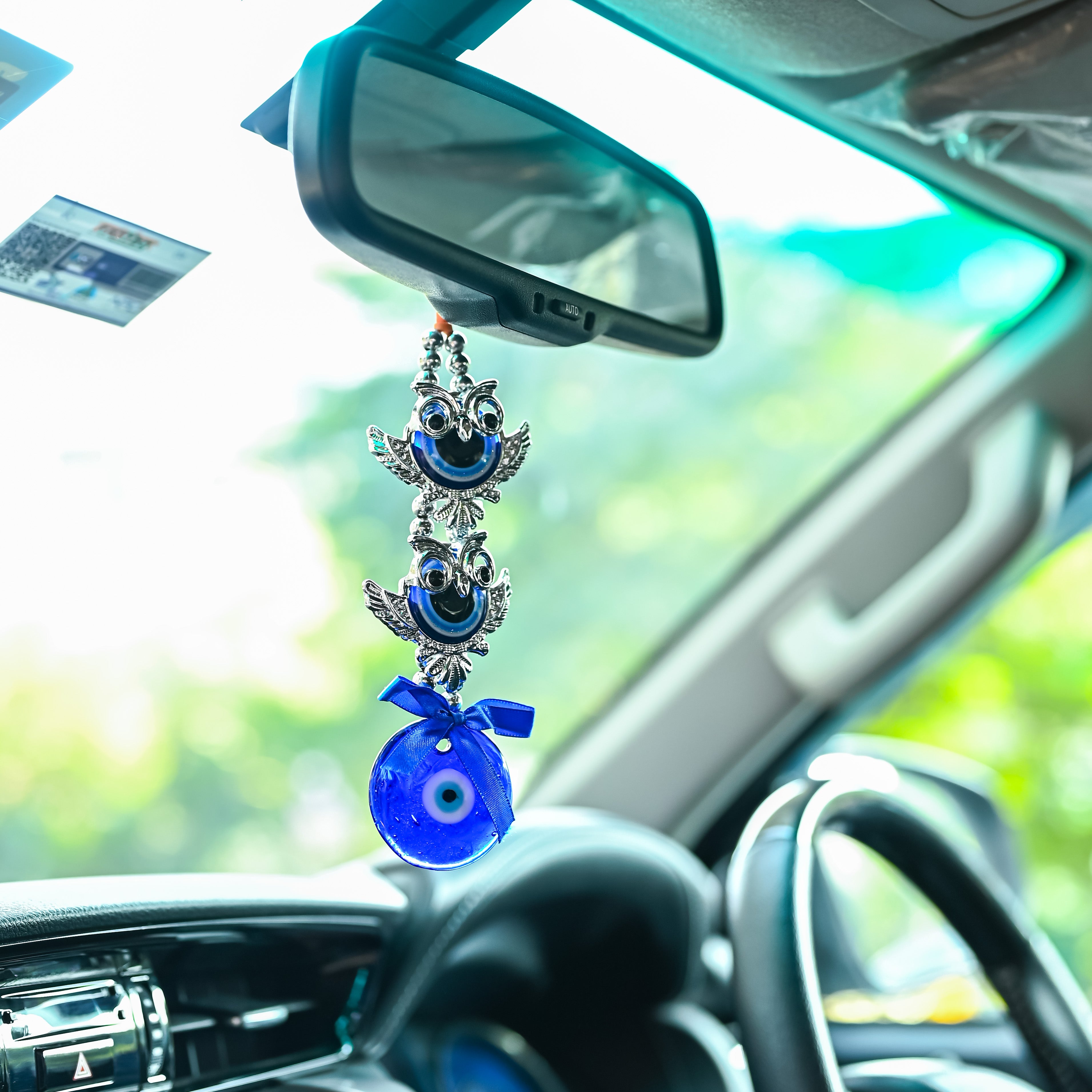 HindCraft Double Owl Evil Eye Hanging for Home, Office & Car