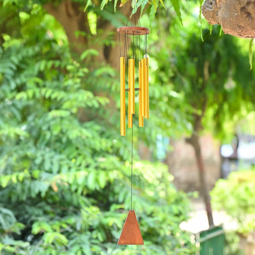 HindCraft Decorative Gold Wind Chime for Home, Balcony & Garden