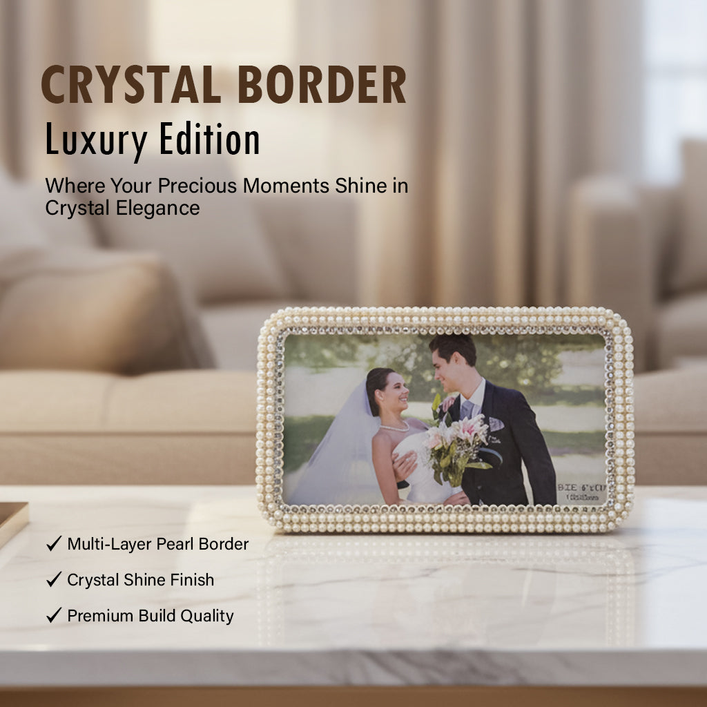 HindCraft Pearl Beaded Photo Frame | Elegant Decorative Picture Frame for Wedding, Anniversary, Family Photos & Home Décor