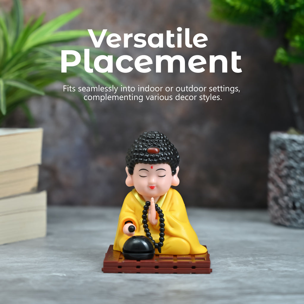 HindCraft Meditating Buddha Monk Showpiece with Prayer Beads for Home & Office Décor
