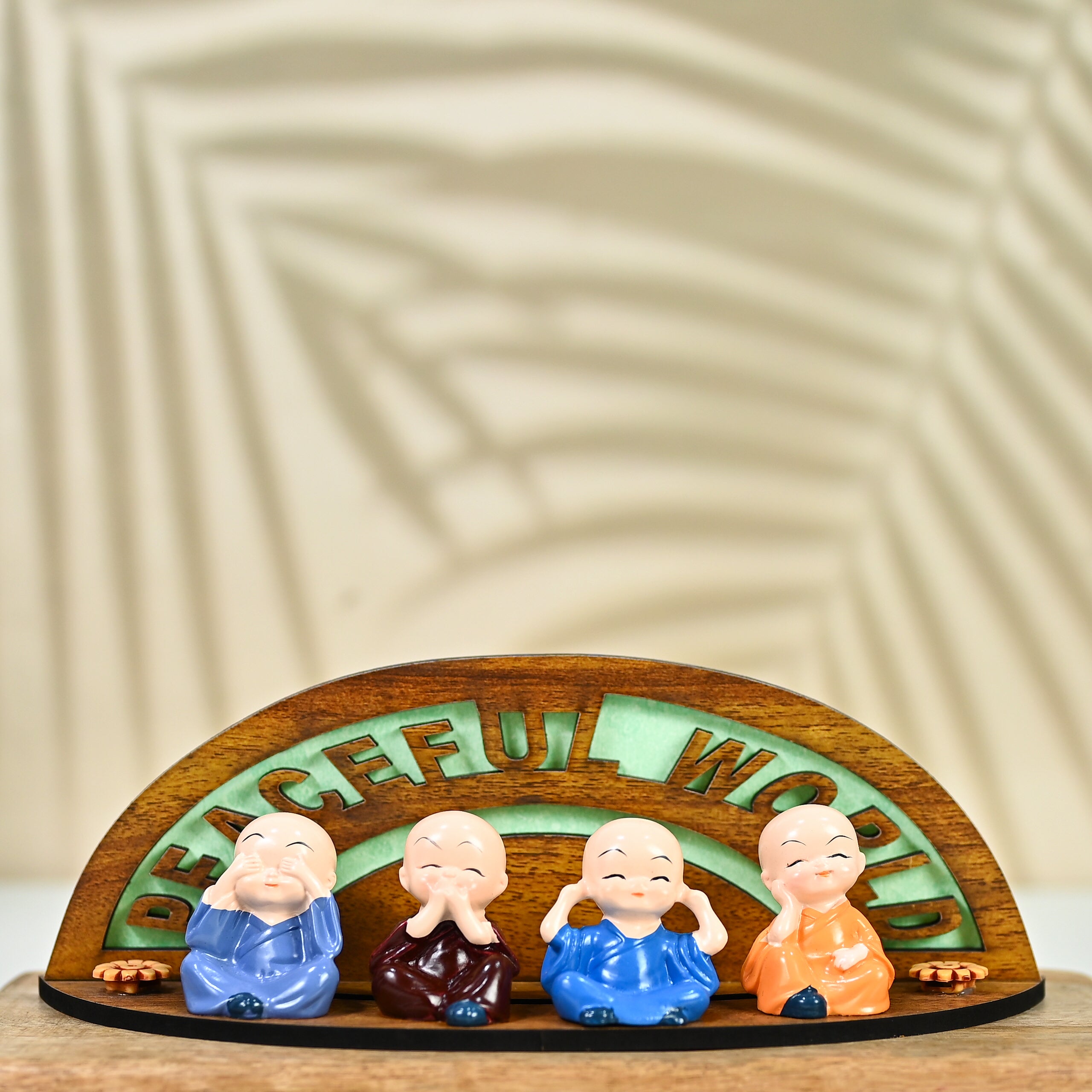 HindCraft Peaceful World Four Monk Showpiece for Home, Office & Table Décor
