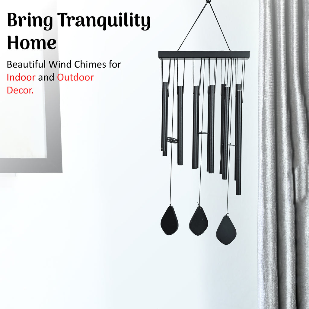 HindCraft Black Metal Wind Chime for Home, Balcony & Garden Décor