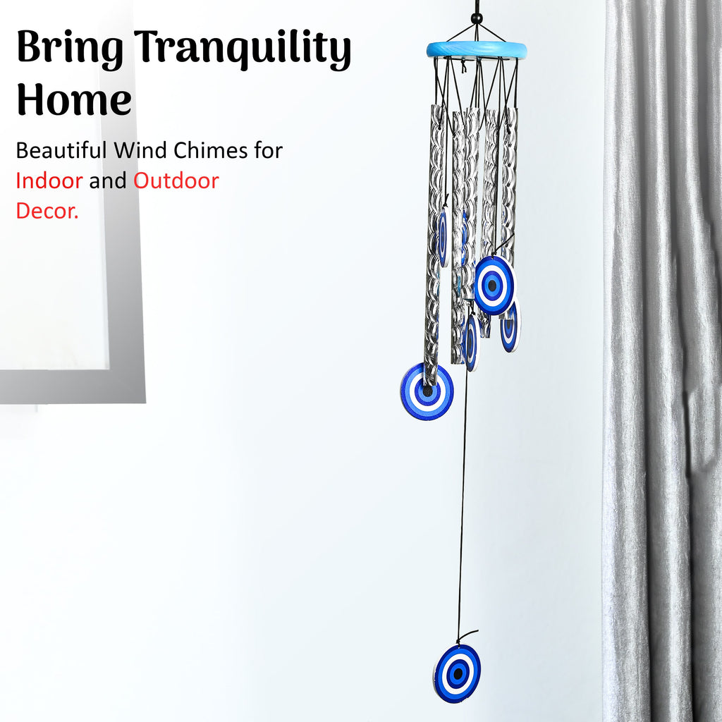 HindCraft Silver Evil Eye Wind Chime for Home & Garden