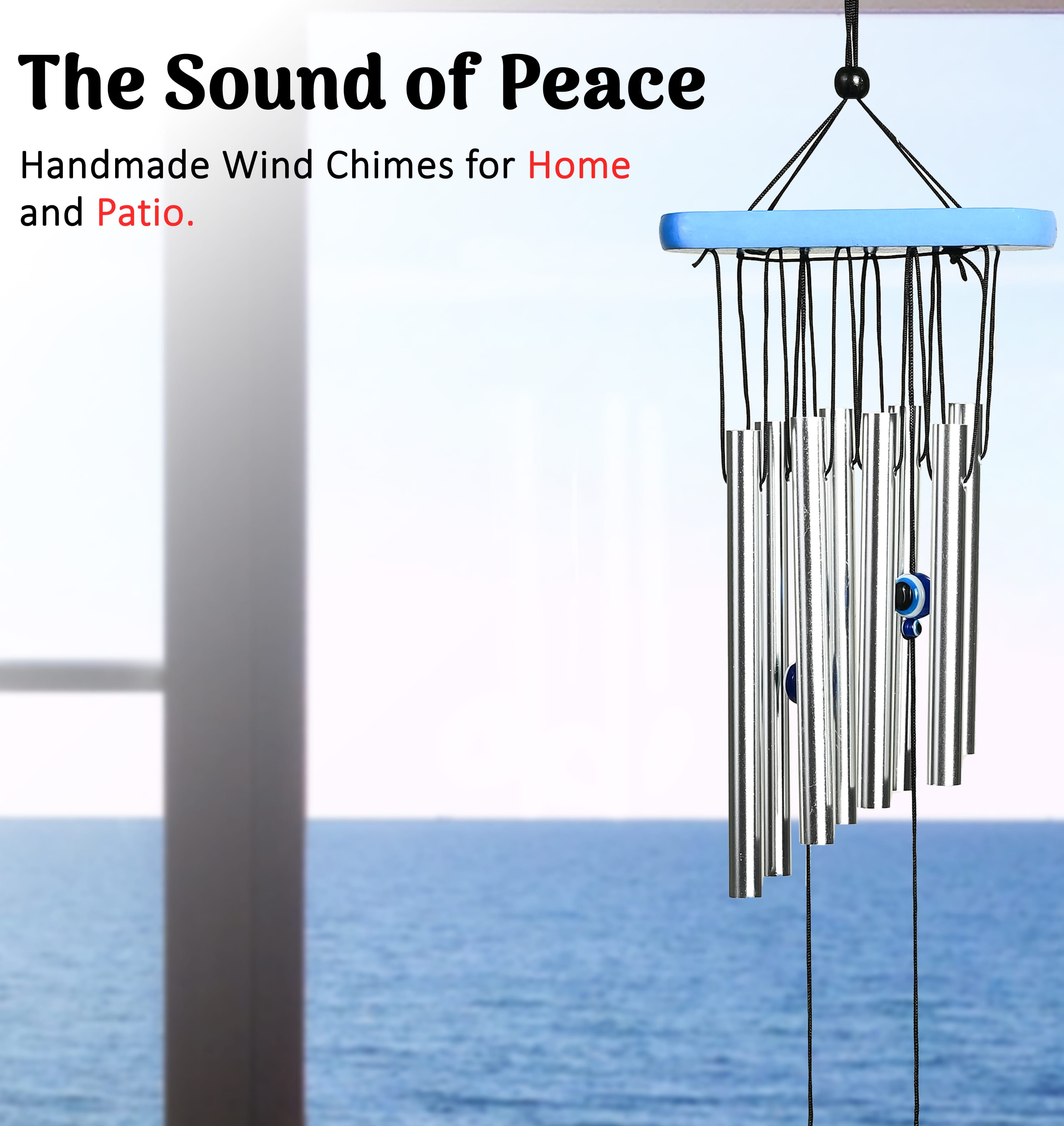 HindCraft Blue Evil Eye Wind Chime for Home, Balcony & Garden Decor