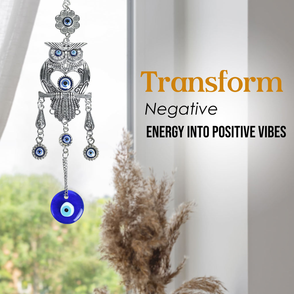 HindCraft Owl Evil Eye Hanging for Home Entrance Wall Decor & Protection