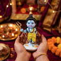 HindCraft Bal Shiv Idol with Trishul | Baby Lord Shiva Resin Showpiece for Home Temple, Office & Spiritual Décor