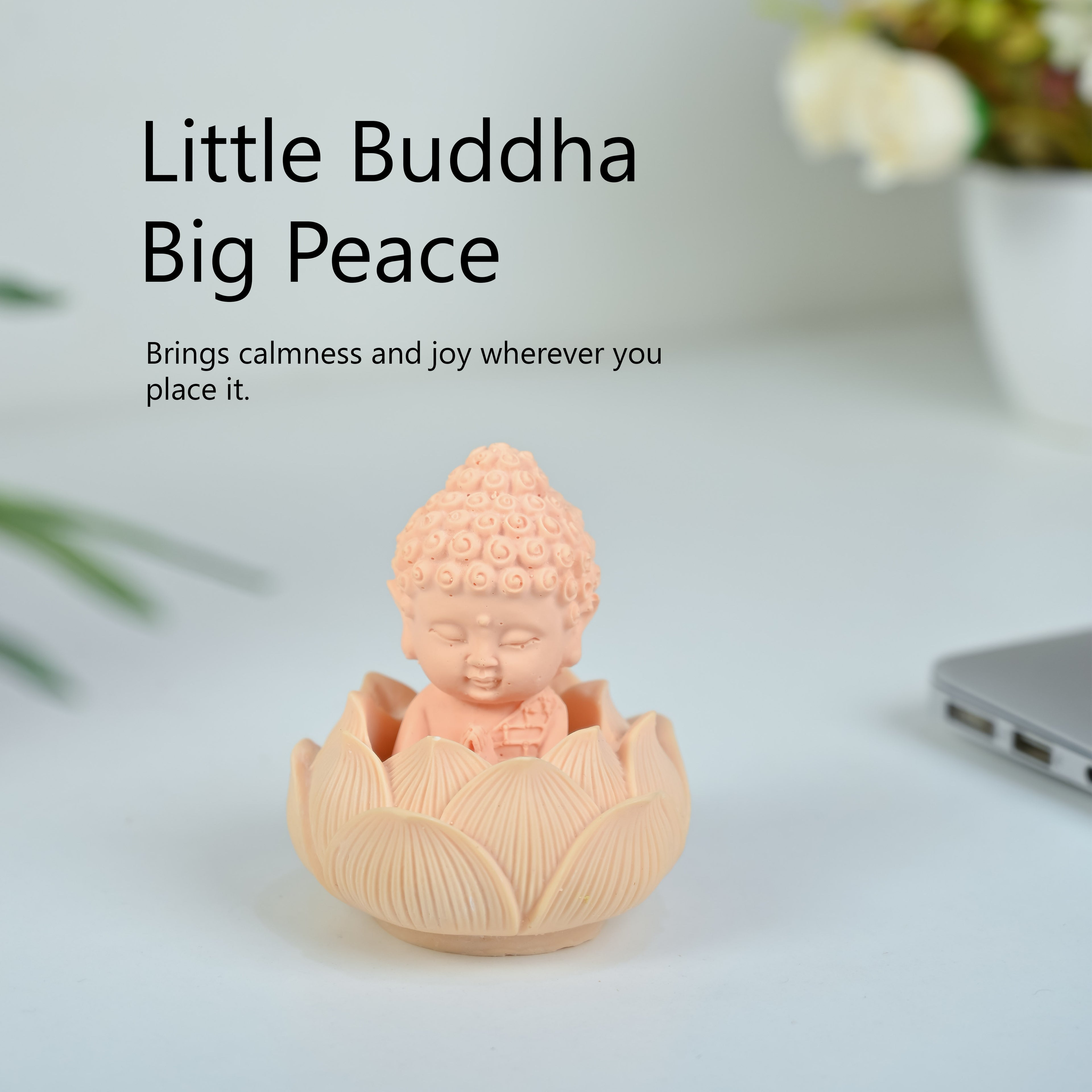 HindCraft Mini Buddha with Lotus Base Showpiece for Home, Office, Meditation & Prayer Room Décor