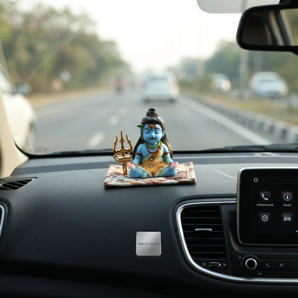 HindCraft Meditating Lord Shiva Idol with Trishul for Home Temple, Office Desk & Spiritual Decor