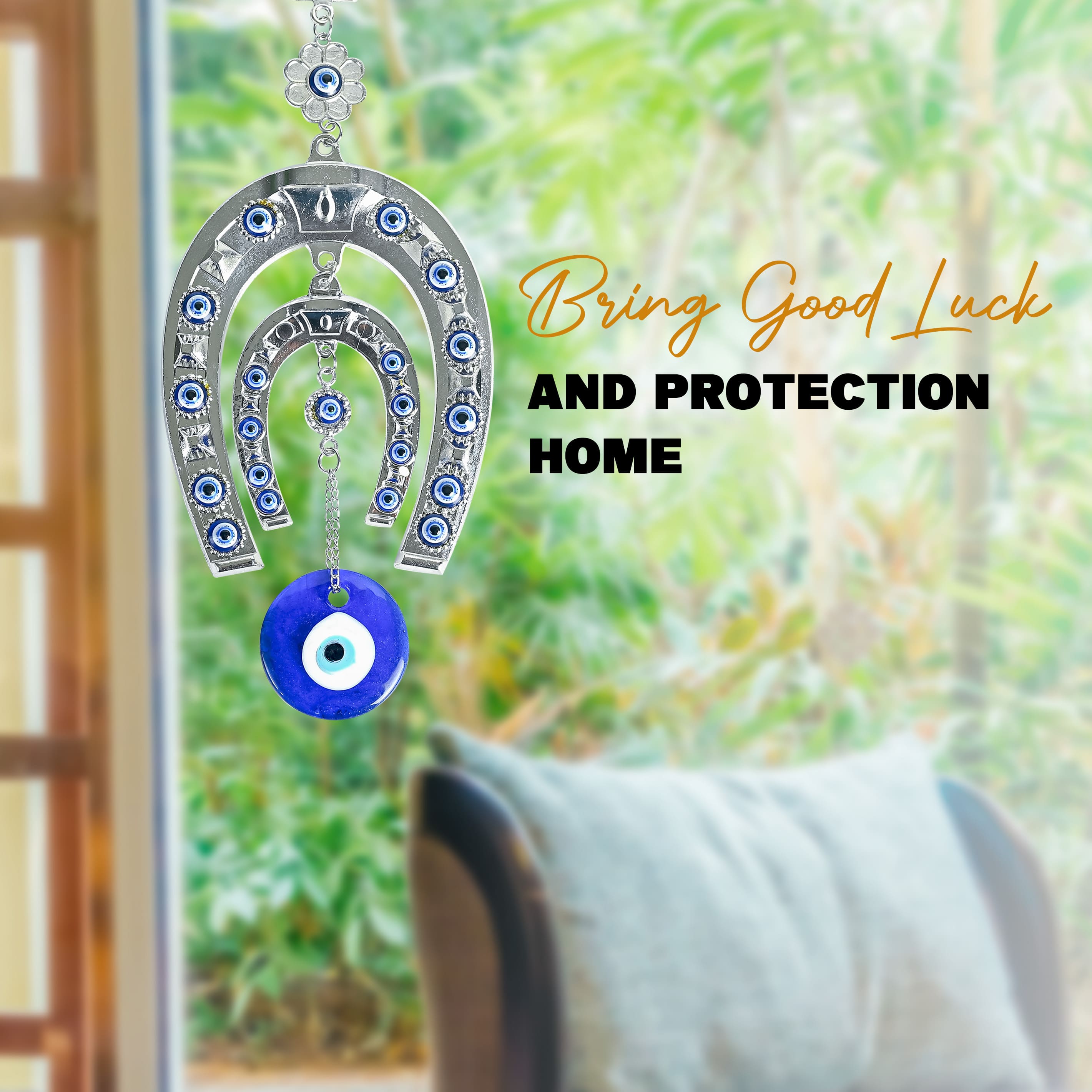 HindCraft Lucky Horseshoe Evil Eye Wall Hanging