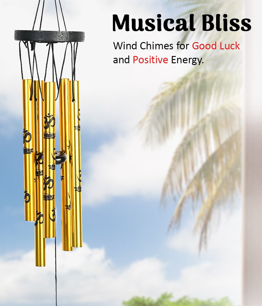 HindCraft Gold Om Wind Chime for Home & Garden