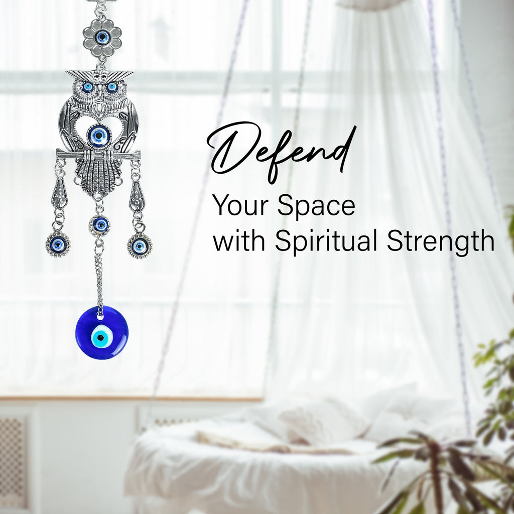 HindCraft Owl Evil Eye Hanging for Home Entrance Wall Decor & Protection