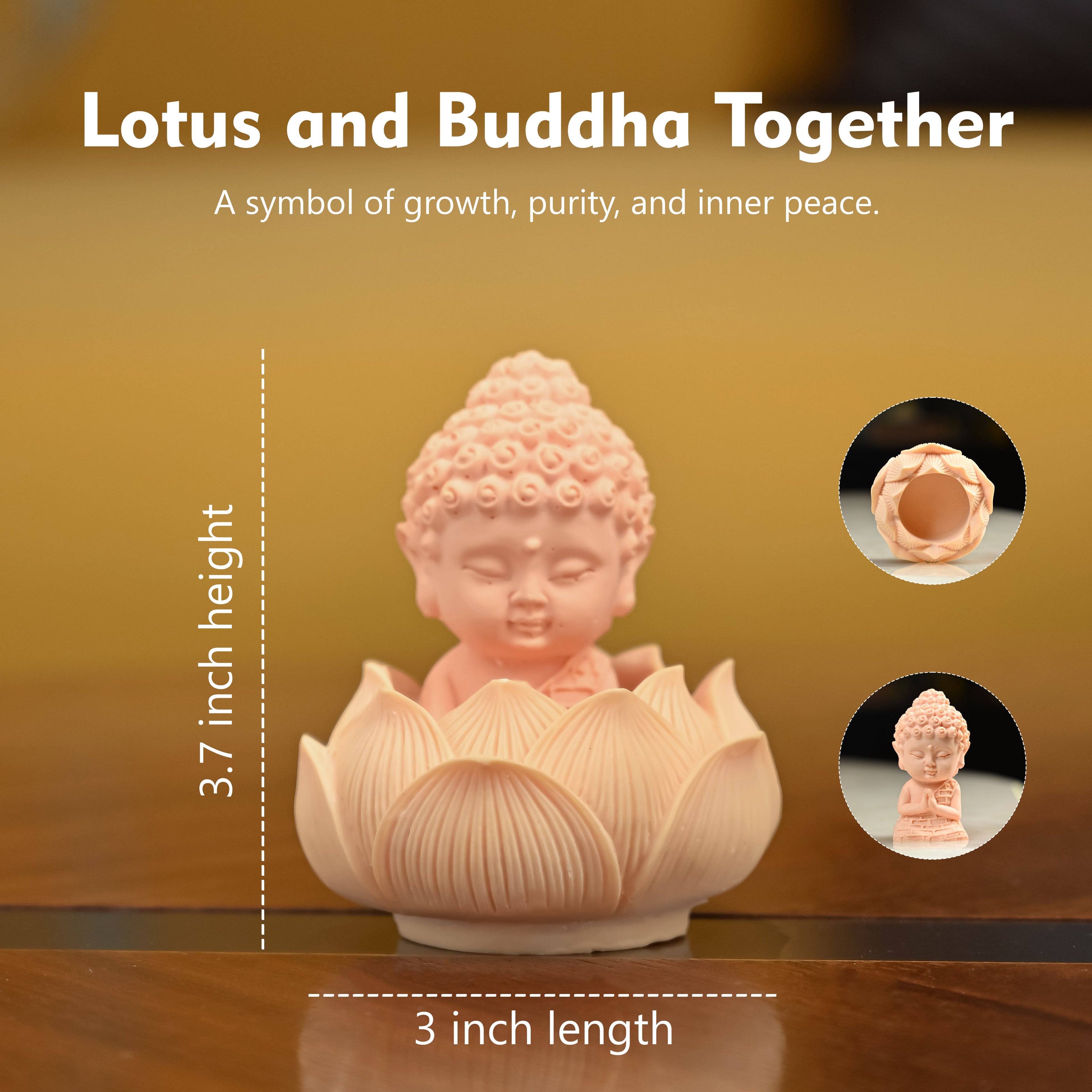 HindCraft Mini Buddha with Lotus Base Showpiece for Home, Office, Meditation & Prayer Room Décor