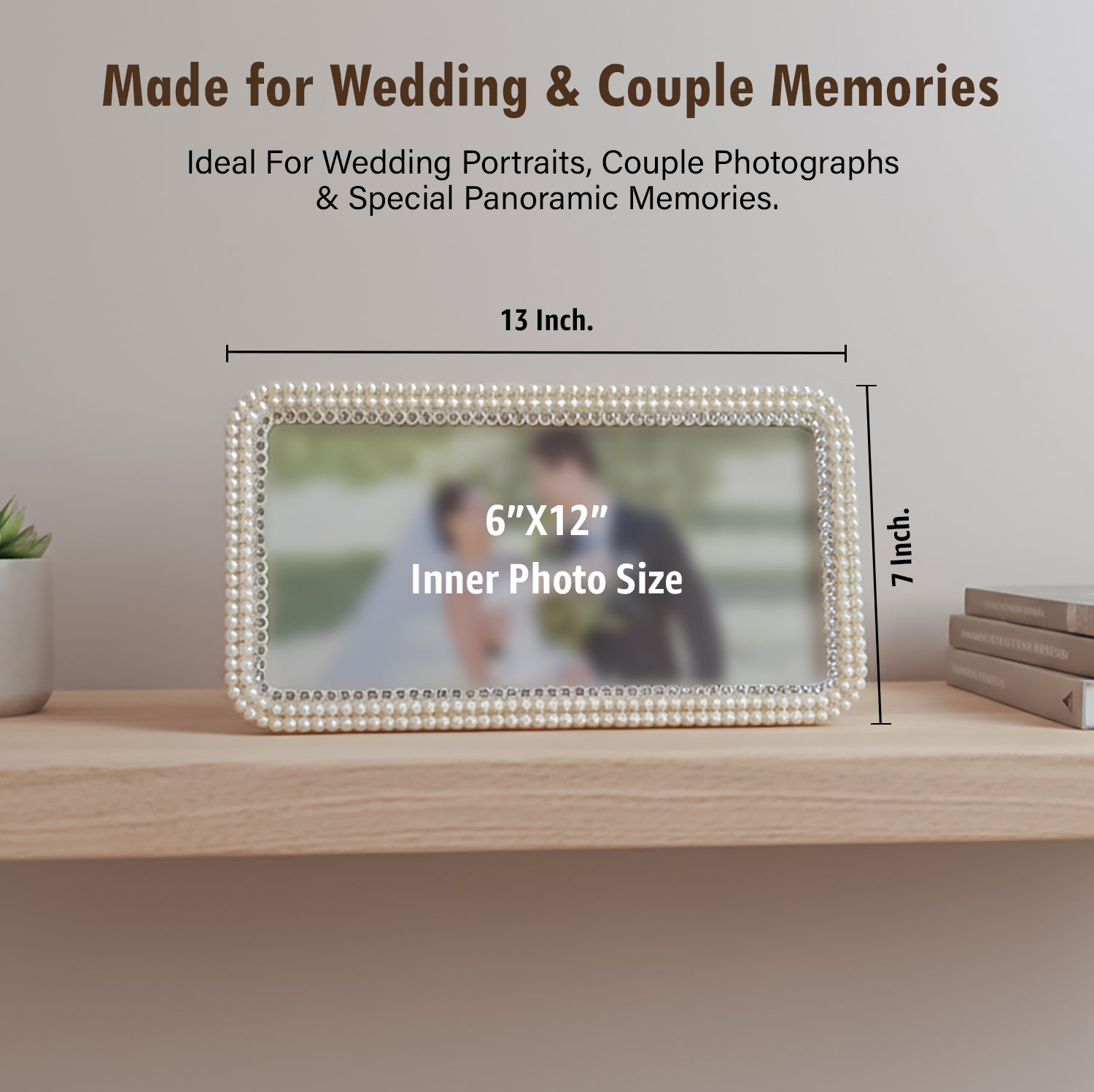 HindCraft Pearl Beaded Photo Frame | Elegant Decorative Picture Frame for Wedding, Anniversary, Family Photos & Home Décor